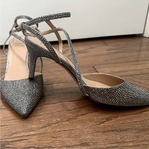 Silver dress heels size 8W by INC